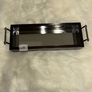 Elegant Brown Serving Tray with Handles